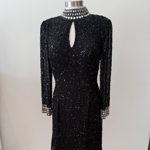 Black sequin & beaded homecoming short formal dress - Picture 1 of 4